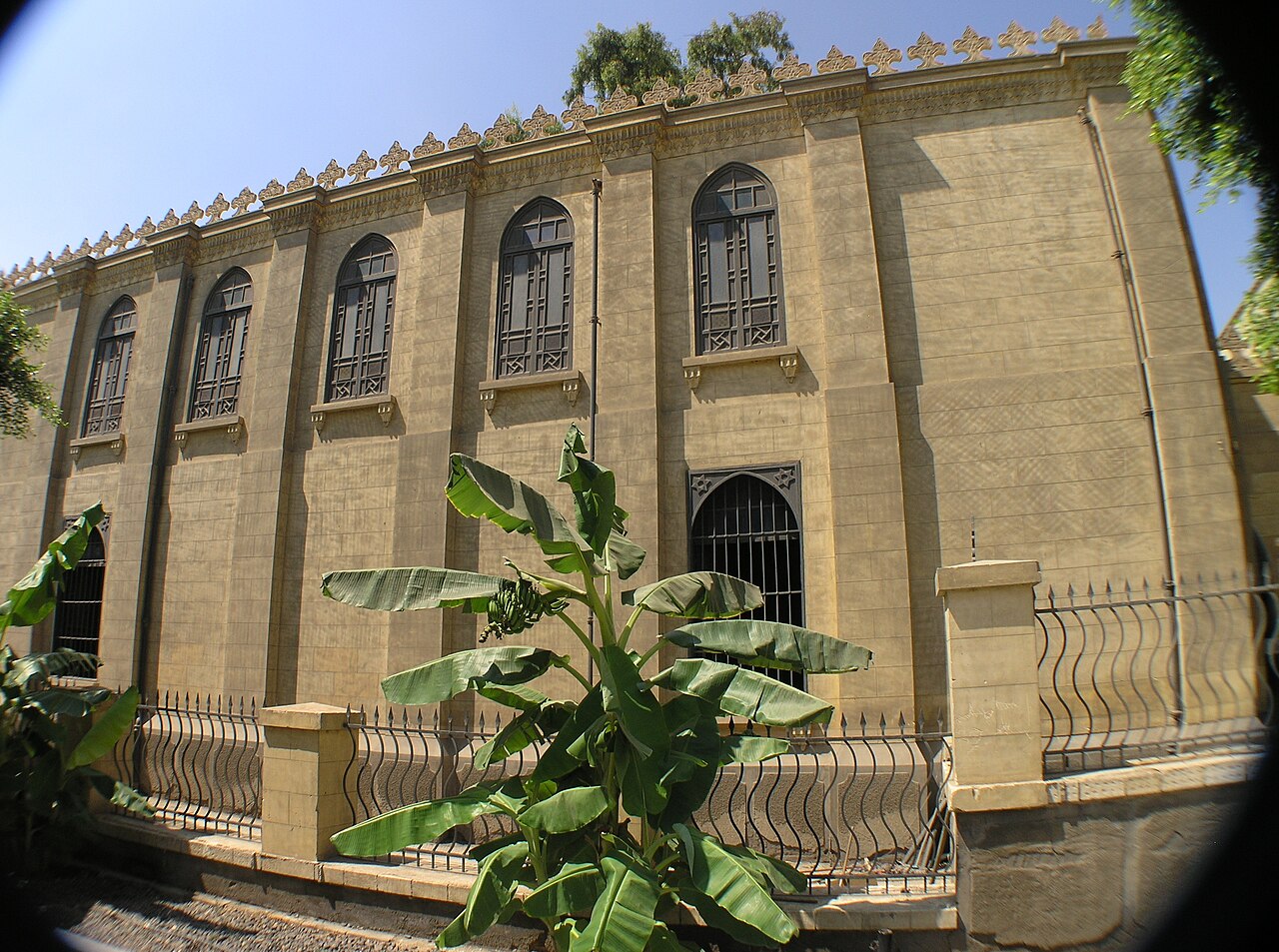 The Ben Ezra Synagogue in Old Cairo (Fustat) — the present building is an 1890s reconstruction on the medieval synagogue's site, whose genizah chamber preserved the Cairo Genizah manuscripts.
